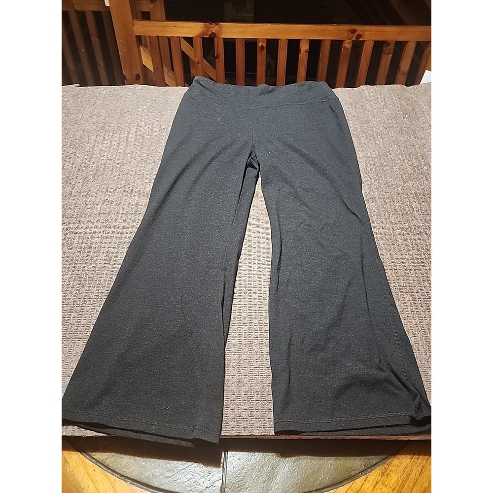 Woman Within Petite Pants Size 18/20 Wide Leg Knit Lounge Trousers Dark Gray